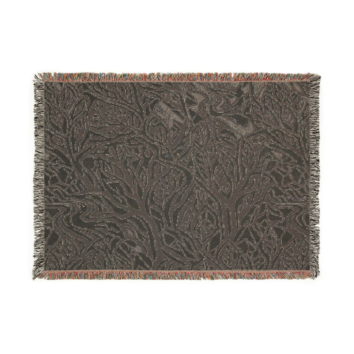 Woodland Tree Woven Blanket — Boho Nature Throw for Living Room & Outdoor Cozy
