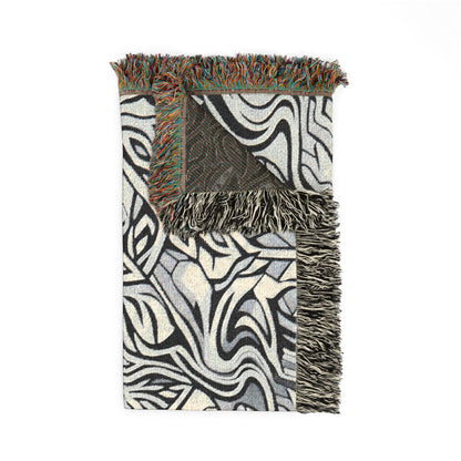 Woodland Tree Woven Blanket — Boho Nature Throw for Living Room & Outdoor Cozy