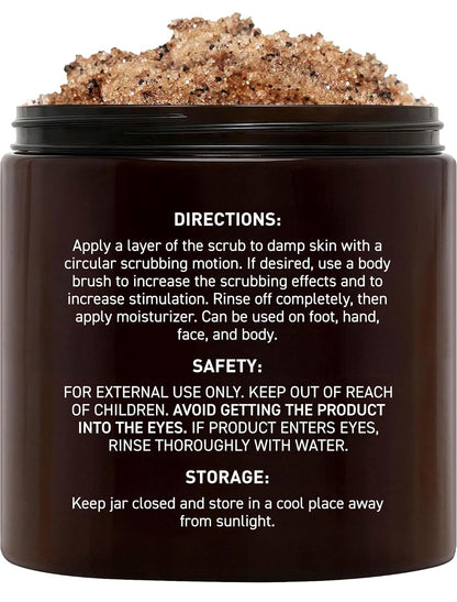 Arabica Coffee Body Scrub - Moisturizing and Exfoliating for Body, Face, Hand, Foot - Fights Stretch Marks, Fine Lines, Wrinkles - Great Gifts for Women & Men - 10 Oz