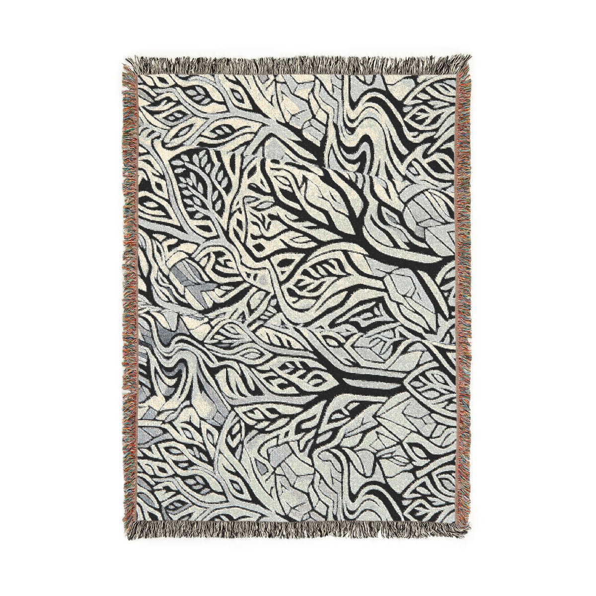 Woodland Tree Woven Blanket — Boho Nature Throw for Living Room & Outdoor Cozy