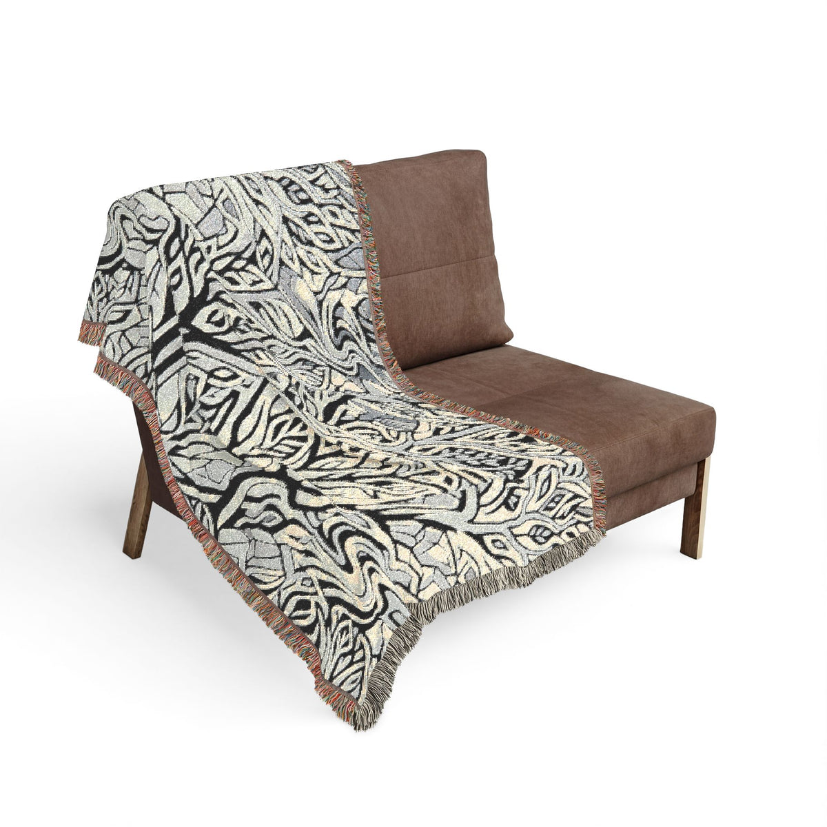 Woodland Tree Woven Blanket — Boho Nature Throw for Living Room & Outdoor Cozy
