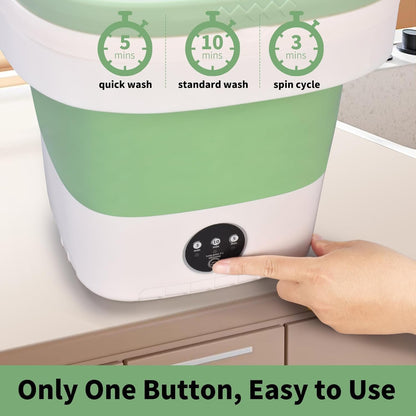 20L Portable Washing Machine, Mini Washer with Spin Basket Laundry Machine, 3 Modes Deep Cleaning, Upgraded Small Collapsible Laundry for Hotel, Apartment, Home and Travel - Green