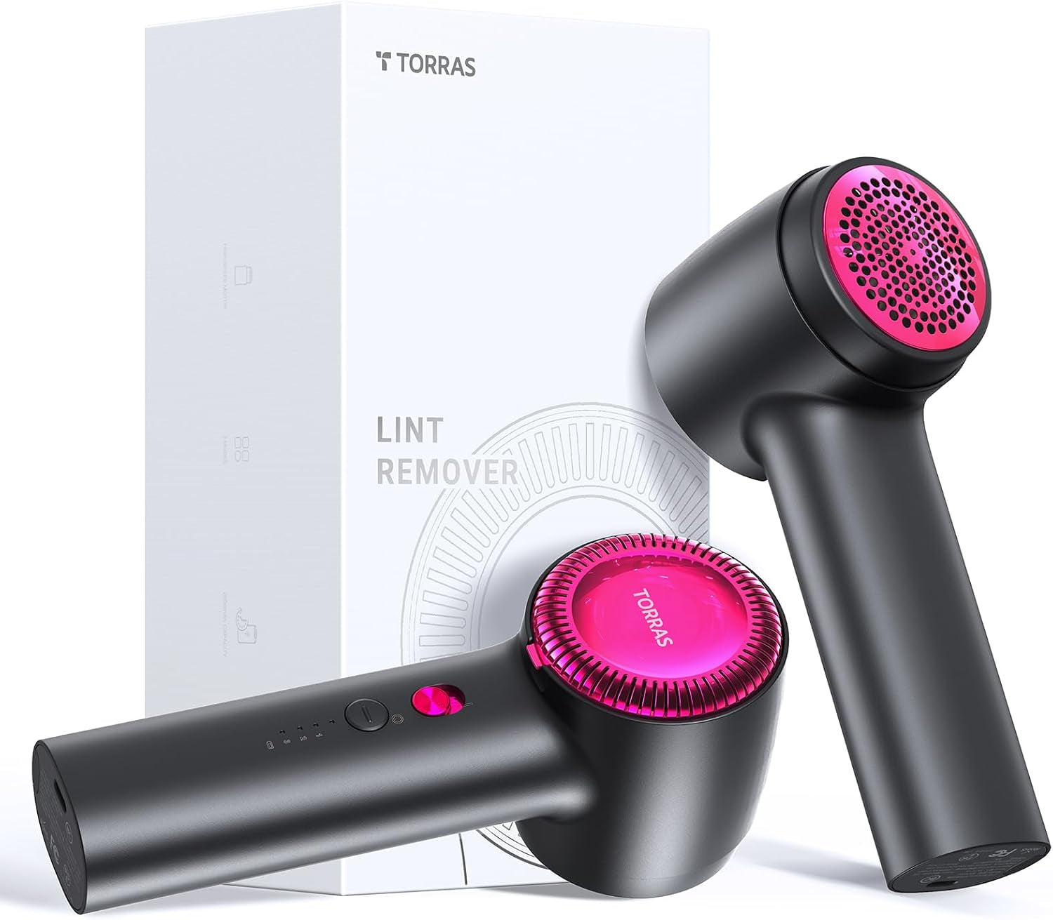 TORRAS Rechargeable Fabric Shaver Electric Lint Remover 3-Speed Remove Fuzz, Pilling for Cashmere, Wool, Clothes, Sweater, Coat, Furniture, Clothes Depiller with Replacement Blades
