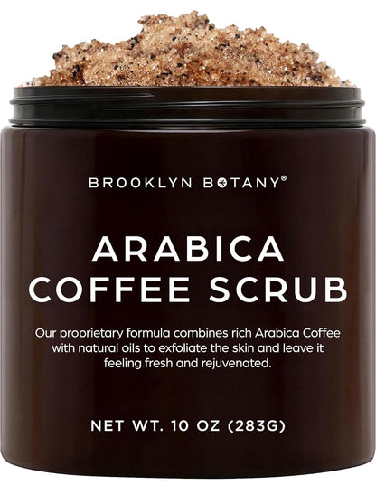Arabica Coffee Body Scrub - Moisturizing and Exfoliating for Body, Face, Hand, Foot - Fights Stretch Marks, Fine Lines, Wrinkles - Great Gifts for Women & Men - 10 Oz
