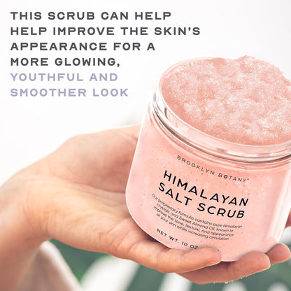 Himalayan Salt Body Scrub - Moisturizing and Exfoliating Body, Face, Hand, Foot Scrub - Fights Stretch Marks, Fine Lines, Wrinkles - Great Gifts for Women & Men - 10 Oz