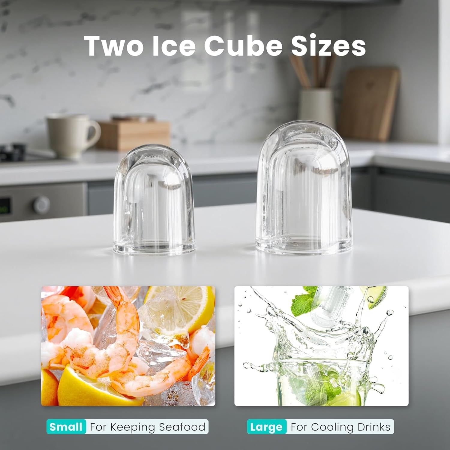 Countertop Ice Maker Machine with Handle, Auto-Cleaning Portable Ice Maker with Basket & Scoop, 26Lbs in 24Hrs & 9 Cubes in 6 Mins, 2 Cube Sizes, for Home Party Camping RV, Green