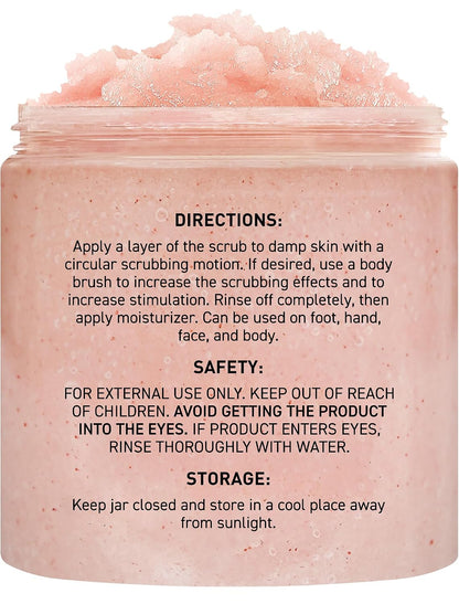 Himalayan Salt Body Scrub - Moisturizing and Exfoliating Body, Face, Hand, Foot Scrub - Fights Stretch Marks, Fine Lines, Wrinkles - Great Gifts for Women & Men - 10 Oz