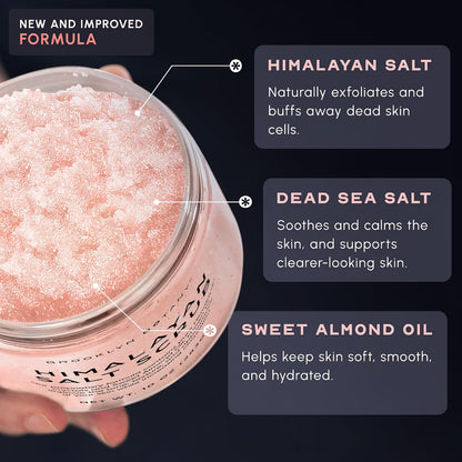 Himalayan Salt Body Scrub - Moisturizing and Exfoliating Body, Face, Hand, Foot Scrub - Fights Stretch Marks, Fine Lines, Wrinkles - Great Gifts for Women & Men - 10 Oz